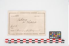 Etikett zu Bronzegefäßfragment (NHMW-PRAE-023668)